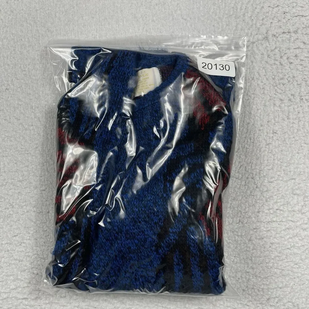 Vintage Sweater‎ Womens Large Blue Red Pullover Artsy Casual Workwear Academia